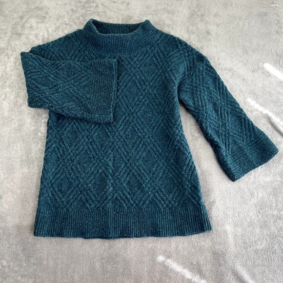 Soft Surroundings Sweater Women's M Turquoise Bell Sleeve Wool Blend Boho - Picture 1 of 10